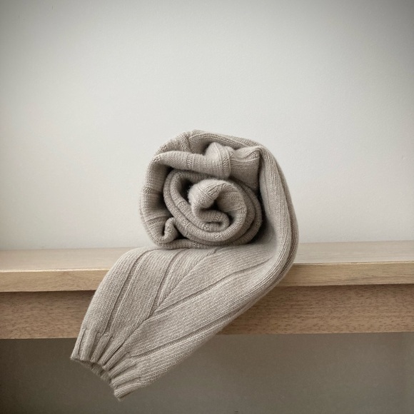 joodito 100% cashmere sweater wrap scarf ribbed muffler chunky oversized ecru - Picture 10 of 12
